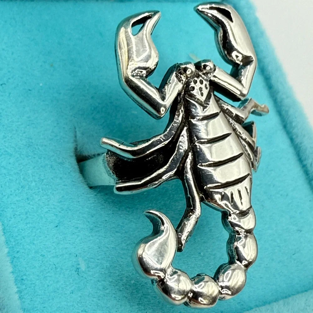 Vintage Navajo Sterling Silver Scorpion Statement Ring – Size 8.5, Signed “S”